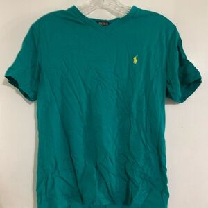 Boys Polo Ralph Lauren short sleeve v-neck shirt- emerald L 14/16